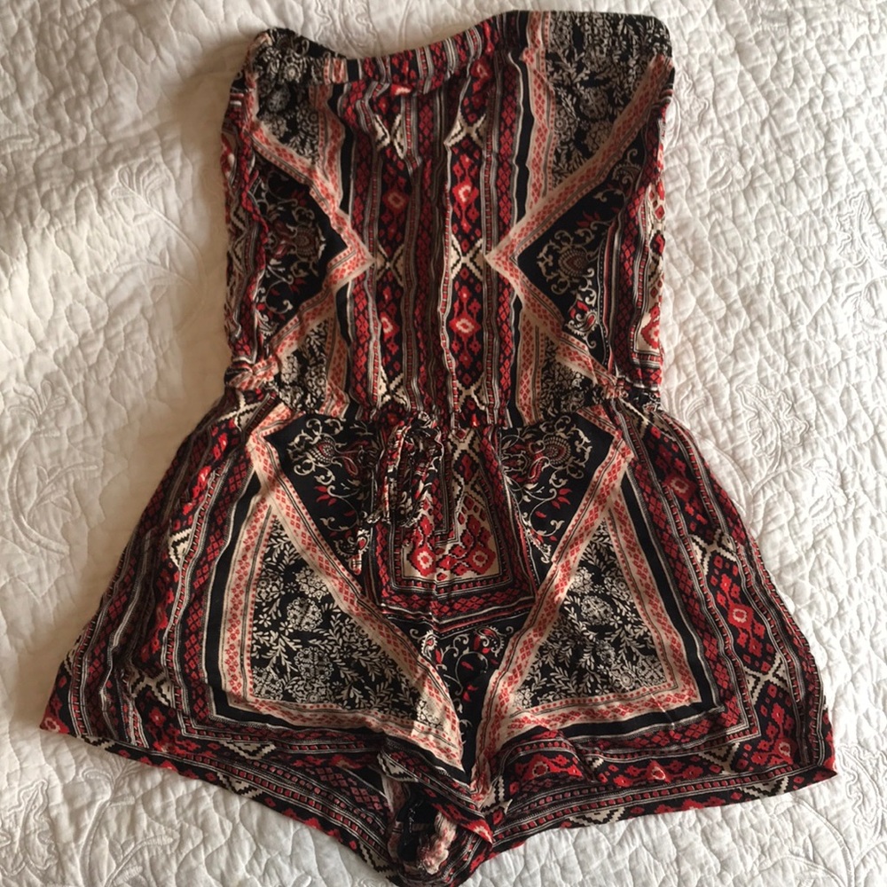 Strapless Printed Romper
